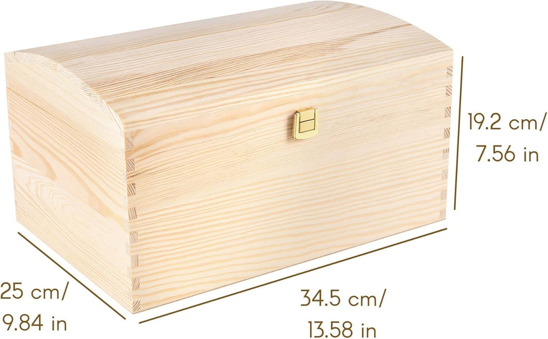 Creative Deco XXL Grosse Holztruhe Holzkiste mit Deckel und Schloss | 34,5 x 25 x 19,2 cm | Schatztr