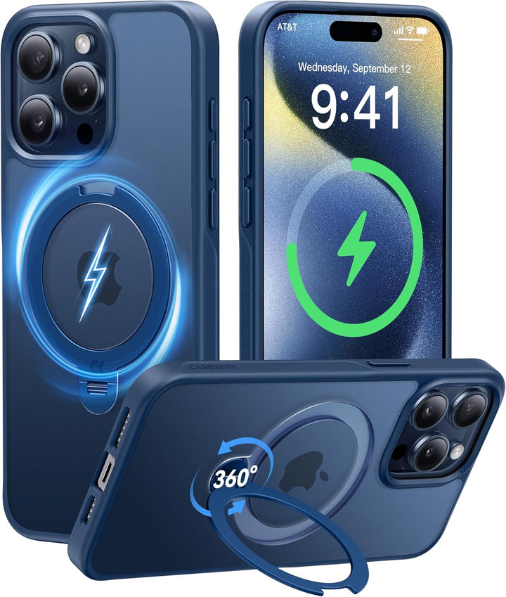 CASEKOO 360° MagicStand (Pro-Version) für iPhone 15 Pro Hülle für MagSafe [Unsichtbarer Ständer] [Mi
