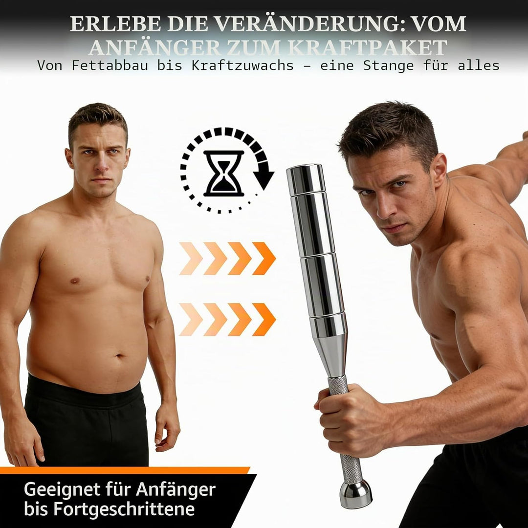Verstellbare Macebell 3-8kg Indian Clubbell, 6 Gewichte in 1 Keule Mace Bell, Rutschfester Griff, Ge