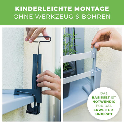 Blumenkasten Halterung für die Fensterbank, masu ERWEITERUNGSSET, zur Verlängerung eines masu BASISS