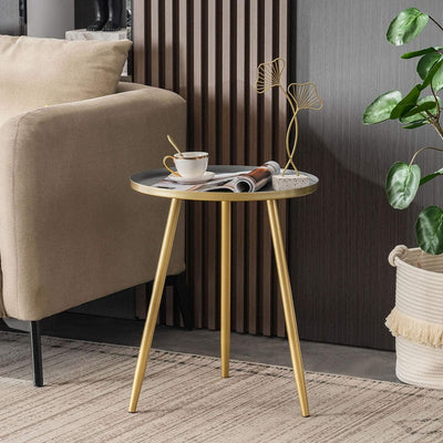 YOUDENOVA Beistelltisch Metall Wohnzimmertisch Gold Rund Couchtisch Kleiner Sofatisch Modern Deko Ti