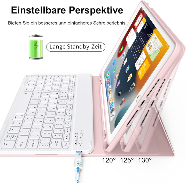 Tastatur Hülle für iPad 9./ 8./ 7. Generation (2021/2020/2019) mit Stifthalter, Soft TPU Schutzhülle