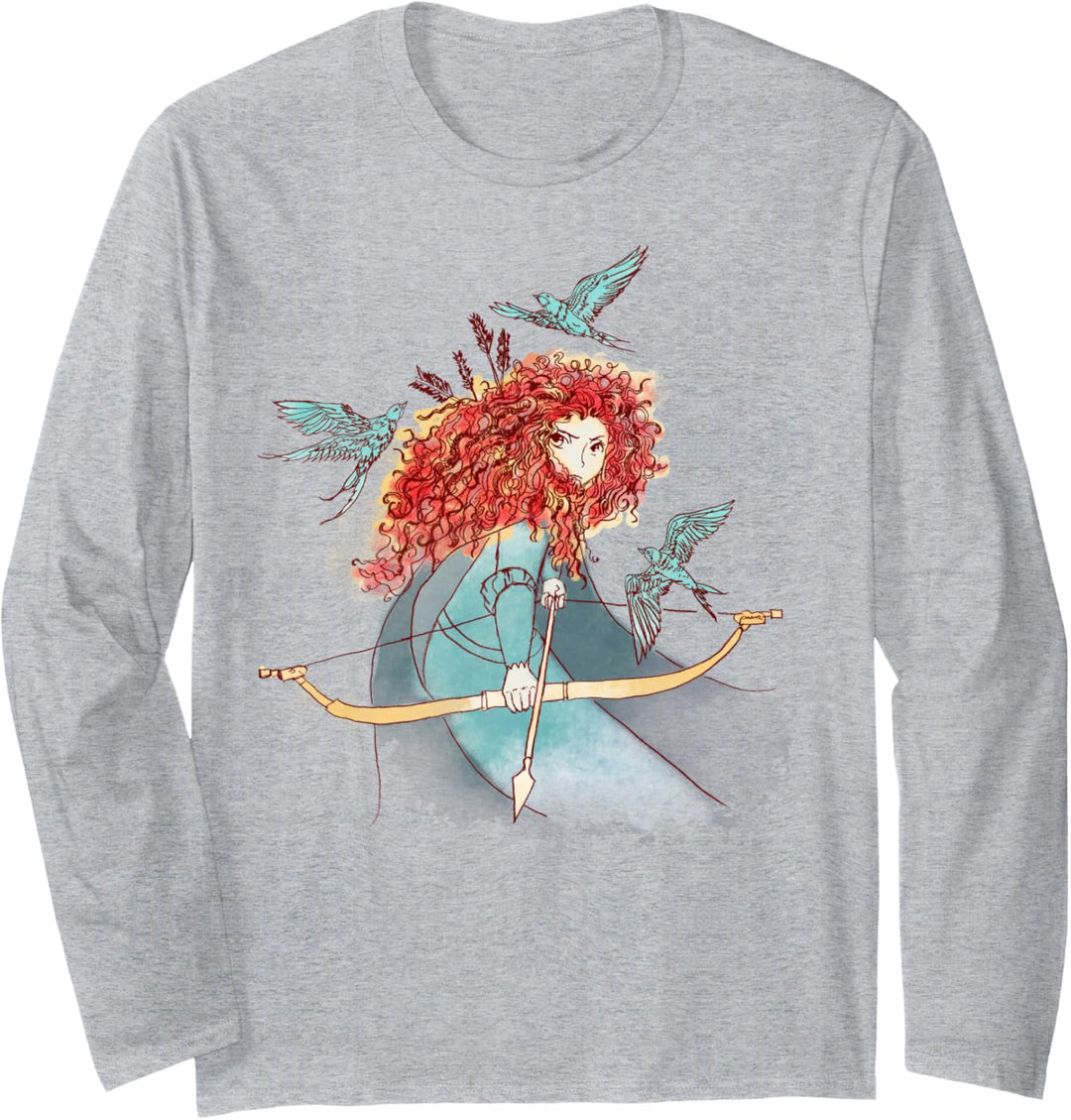 Disney Brave Merida Watercolor Sketch Portrait Langarmshirt