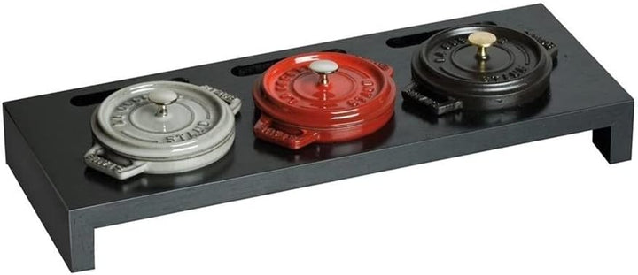 Staub 40509-374-0 Servierbrett, für 3 Mini Cocottes, Schwarzes Holz, 42 x 16 x 5 cm 42 x 16 x 5 cm S