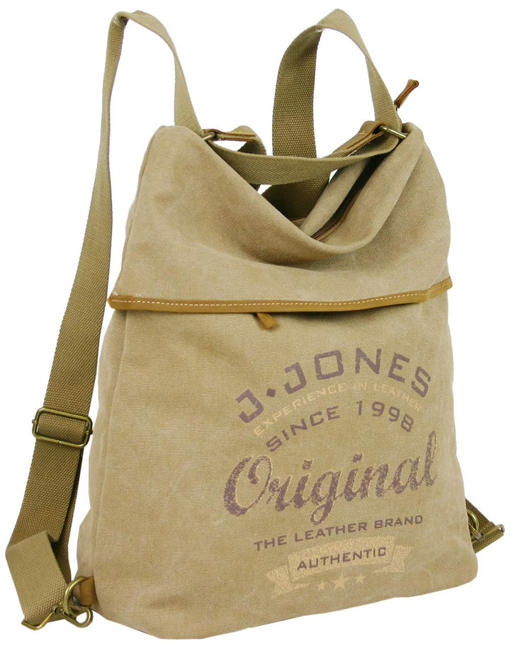 JENNIFER JONES - Grosse Damen Handtasche aus Canvas und Echtleder - Vintage Look - Casual Schulterta
