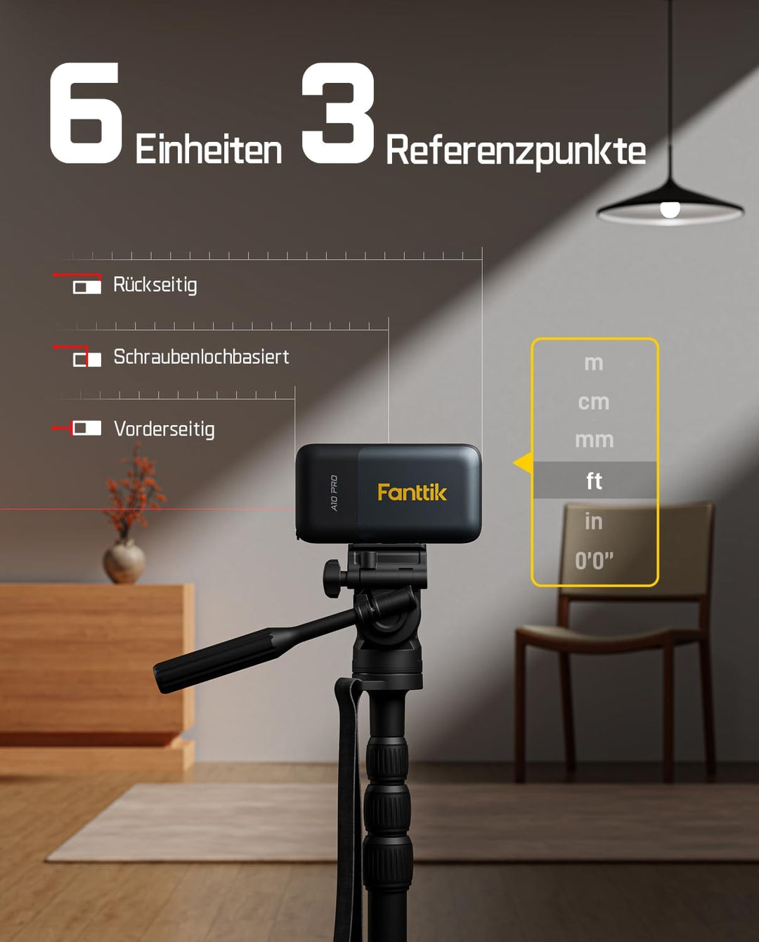 Fanttik A10 Pro 2-in-1 Digitales Laser Entfernungsmesser mit HD IPS-Farbdisplay, Wiederaufladbar 50m