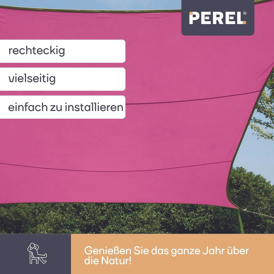 Perel GSS4430FU Sonnensegel - Rechteckig, Fuchsia, 400 x 300 x 0.2 cm, Fuchsia