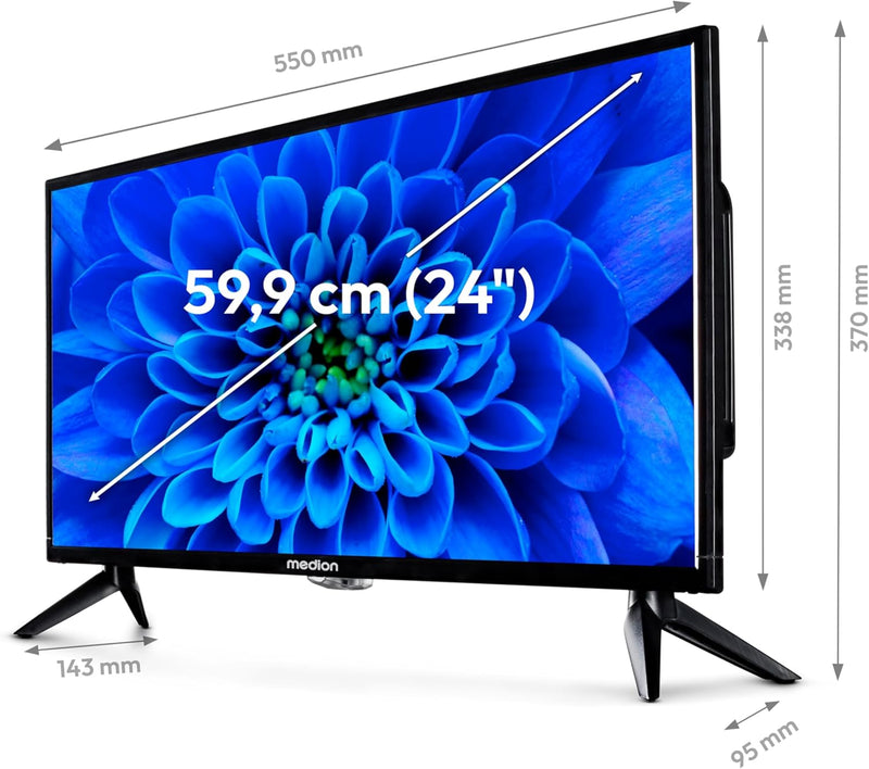 MEDION E12421 (MD 20113) 59,9 cm (24 Zoll) Full HD Fernseher (Triple Tuner Receiver, 12V KFZ Car-Ada