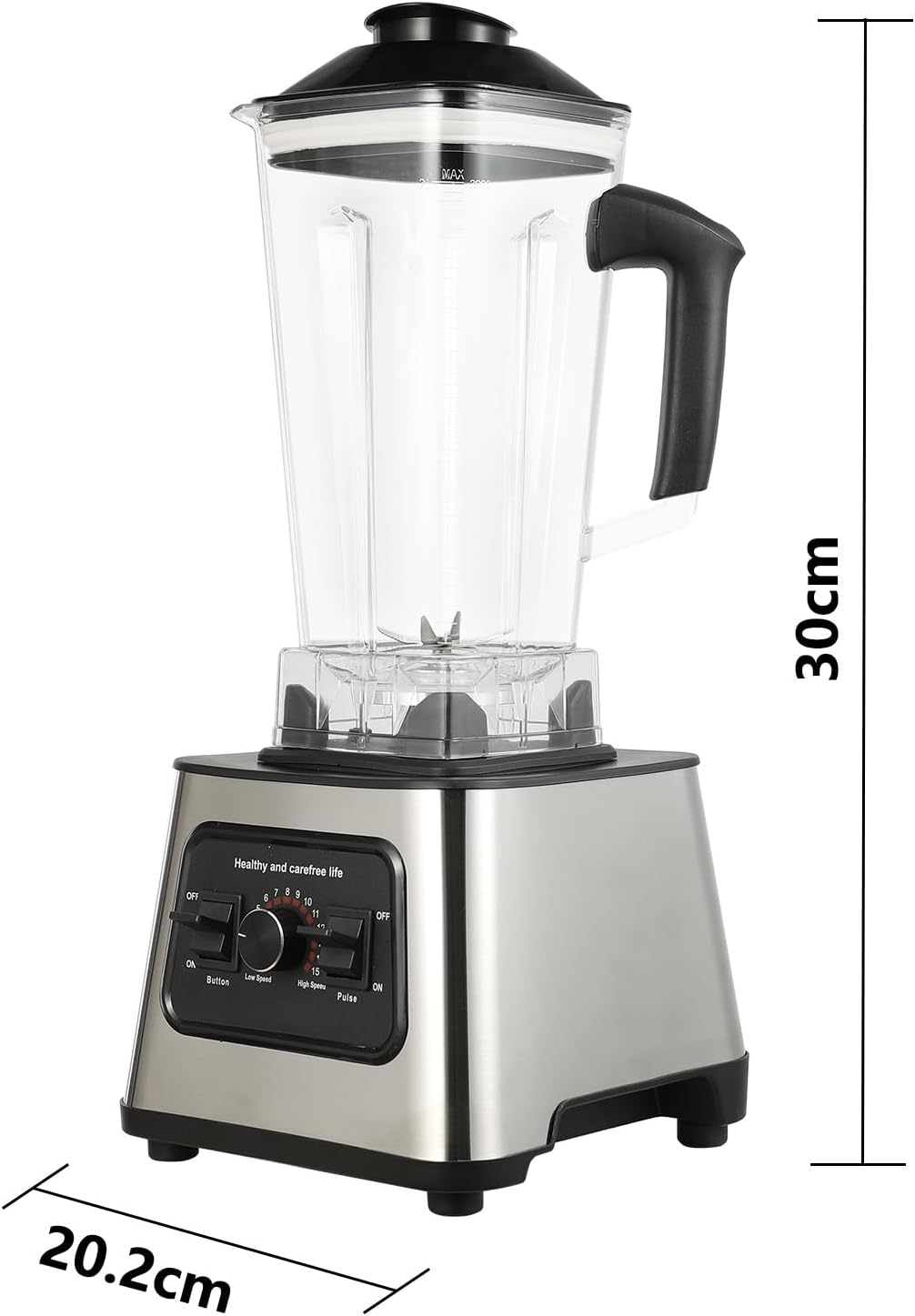 Standmixer Smoothie, 2-in-1 Standmixer mit 4 Klingen, 6000 W Leistung, 2 l Kapazität, Design mit 9 G