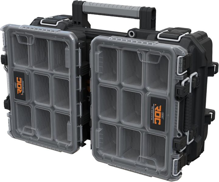 Keter ROC Pro Gear Heay Duty Halber Organizer, 25 Jahre Garantie, herausnehmbare Behälter, stapelbar