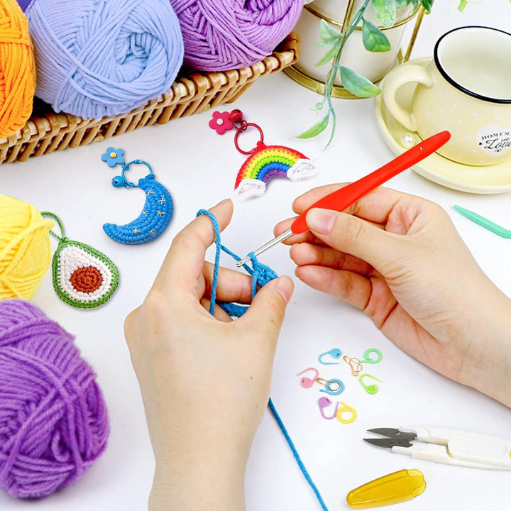 Inscraft Häkelwolle Set, 113 Stück Häkelgarn Set mit 1600yd Strickgarn in 40 Farben, ergonomische Hä