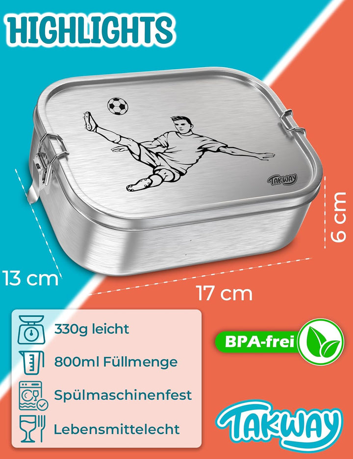 TAKWAY Edelstahl Brotdose Kinder mit Fächern 800ml | Auslaufsicher | Bento Box mit Unterteilung vari