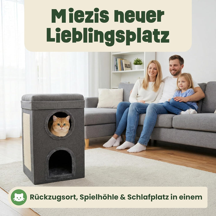 zooprinz katzenhöhle cat cave – kuschelhöhle für Katzen & grosse Katze, warmes katzenbett beige mit