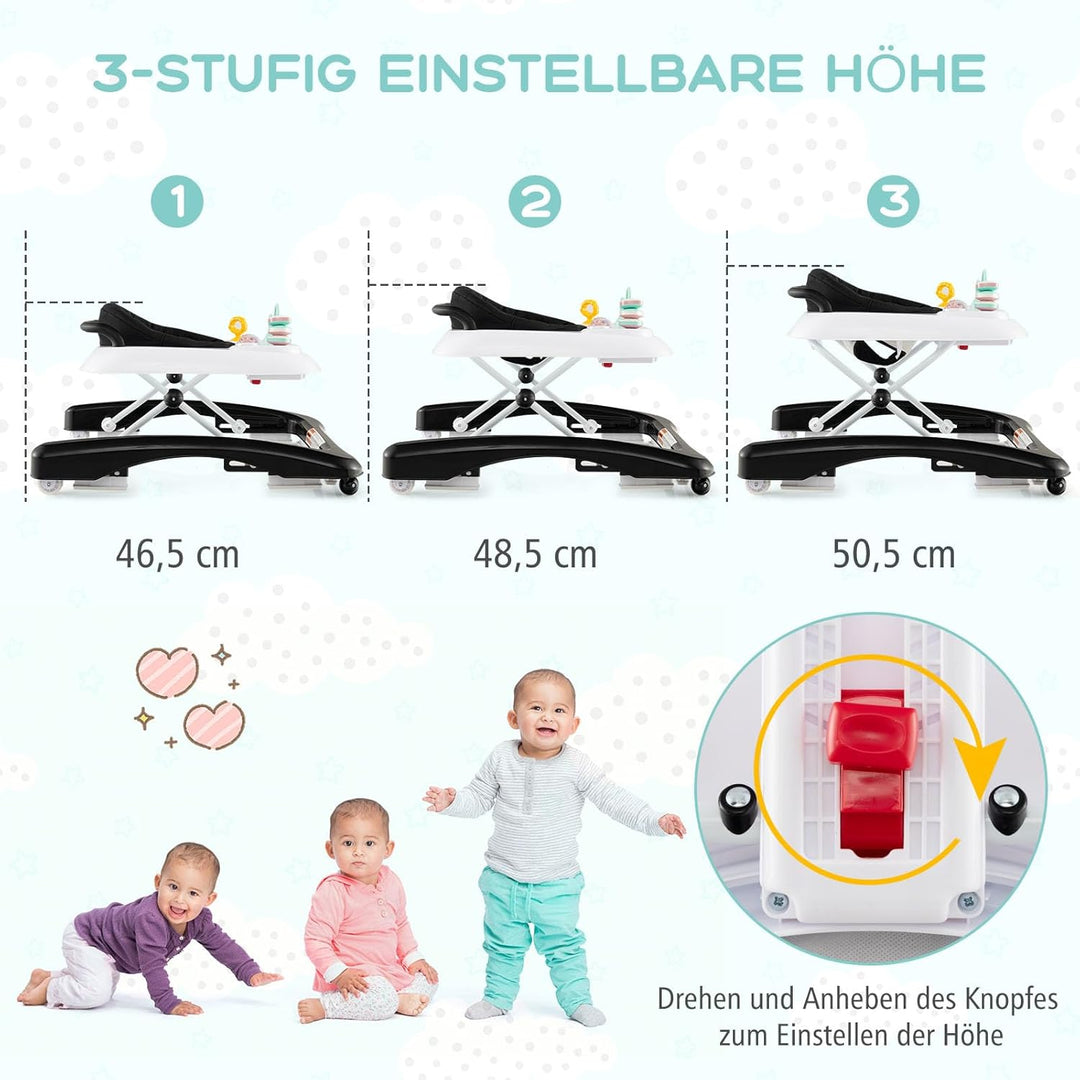 GOPLUS Baby Walker, 2 in 1 Lauflernhilfe & Schiebewagen mit Rädern, Überrollschutz, Verstellbaren Hö