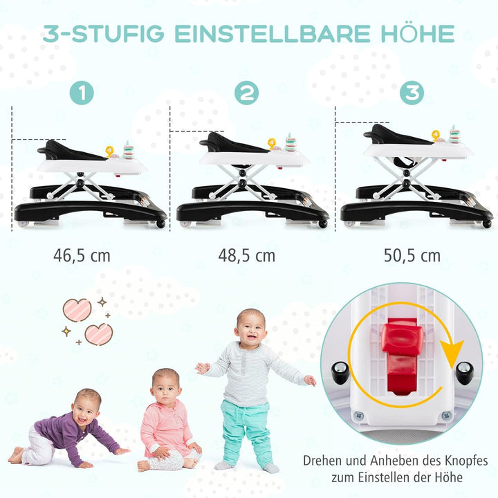 GOPLUS Baby Walker, 2 in 1 Lauflernhilfe & Schiebewagen mit Rädern, Überrollschutz, Verstellbaren Hö