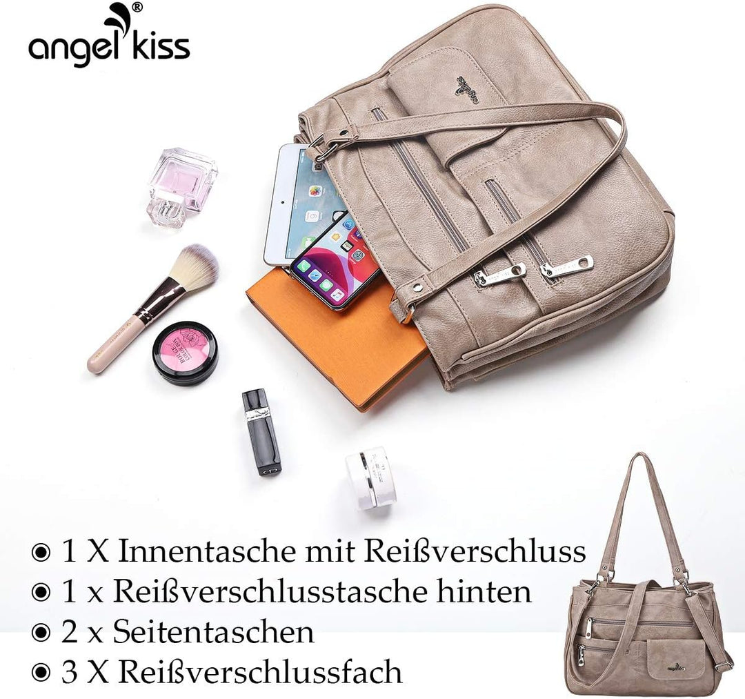 Angel Kiss Tasche Leder Damenhandtasche Schultertasche Handtaschen Wasserdicht Tragetasche Multifunk