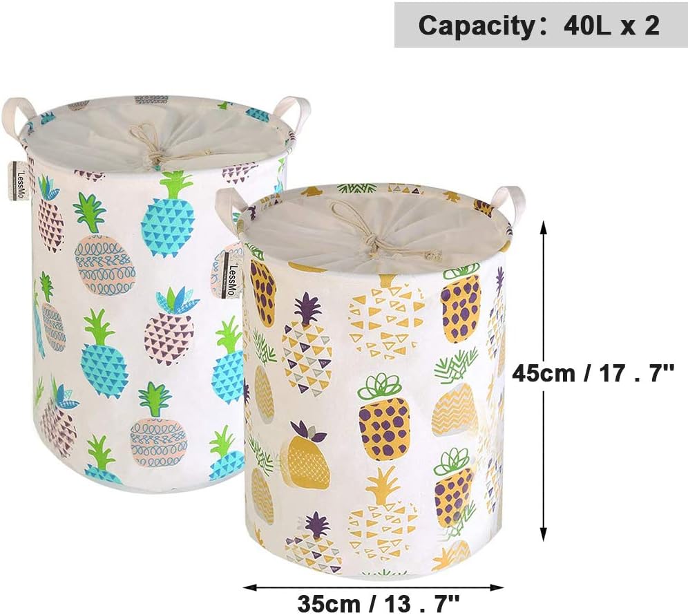 LessMo 2STK 17.7" Kordelzug Wäschekorb Lagerung Sorter, zusammenklappbare Pop-Up Wäschekörbe, wasser