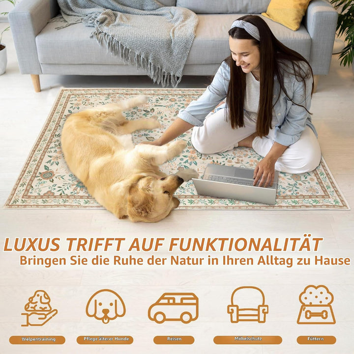 Baodan Welpen Unterlagen Waschbar, 2 Pack PIPI Matten für Hunde mit Blumenmuster inkontinenzunterlag