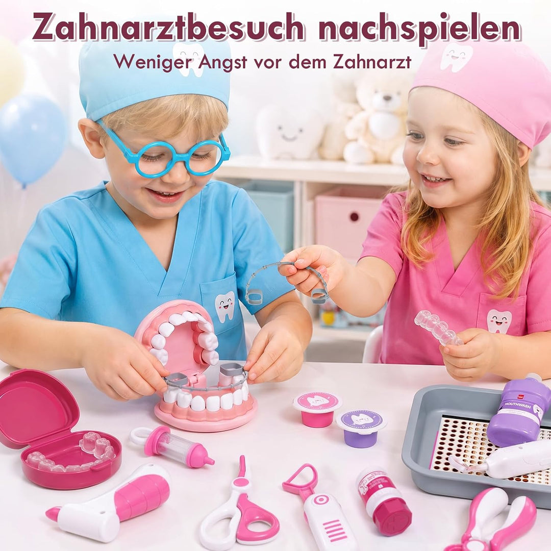 Lehoo Castle Arztkoffer Kinder ab 3 Jahre, Zahnarzt Spielzeug, Doktorkoffer, Rollenspiel für Kinder