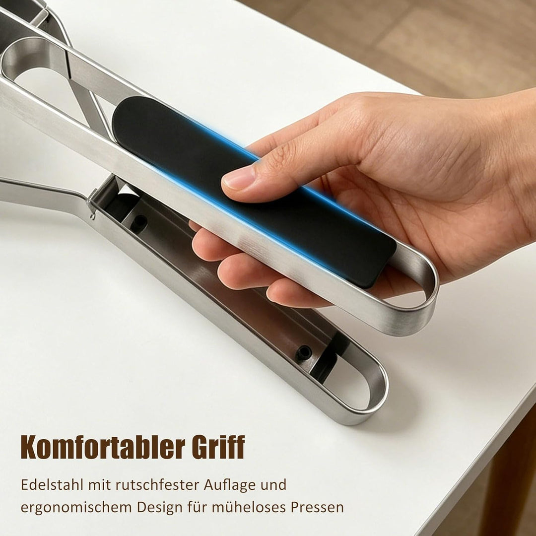 Kartoffelstampfer Edelstahl Set – Kartoffelpresse mit 650ml Fassungsvermögen, inkl. Schäler, Reinigu