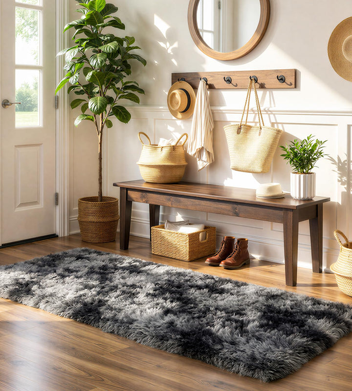 VOFUSHON Wohnzimmer Hochflor Teppich,Shaggy Flur Läufer Teppich Modern Flauschiger Weich Teppich Gro