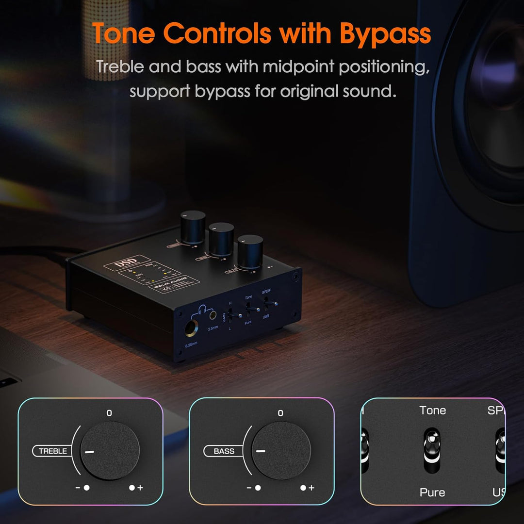 Douk Audio K5 PC DAC Kopfhörerverstärker mit USB & Optischem Eingang DSD256 für Verstärker, Lautspre
