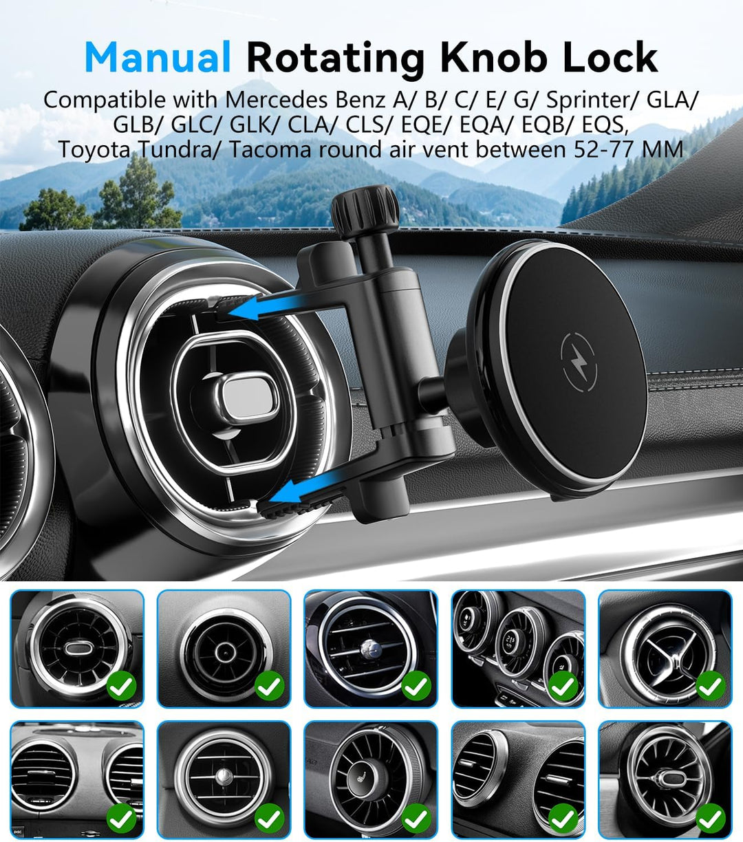 Qi2 Zertifiziertes für Magsafe Autohalterung mit 15W Ladefunktion für Mercedes Benz A/B/C/E/G/GLA/GL