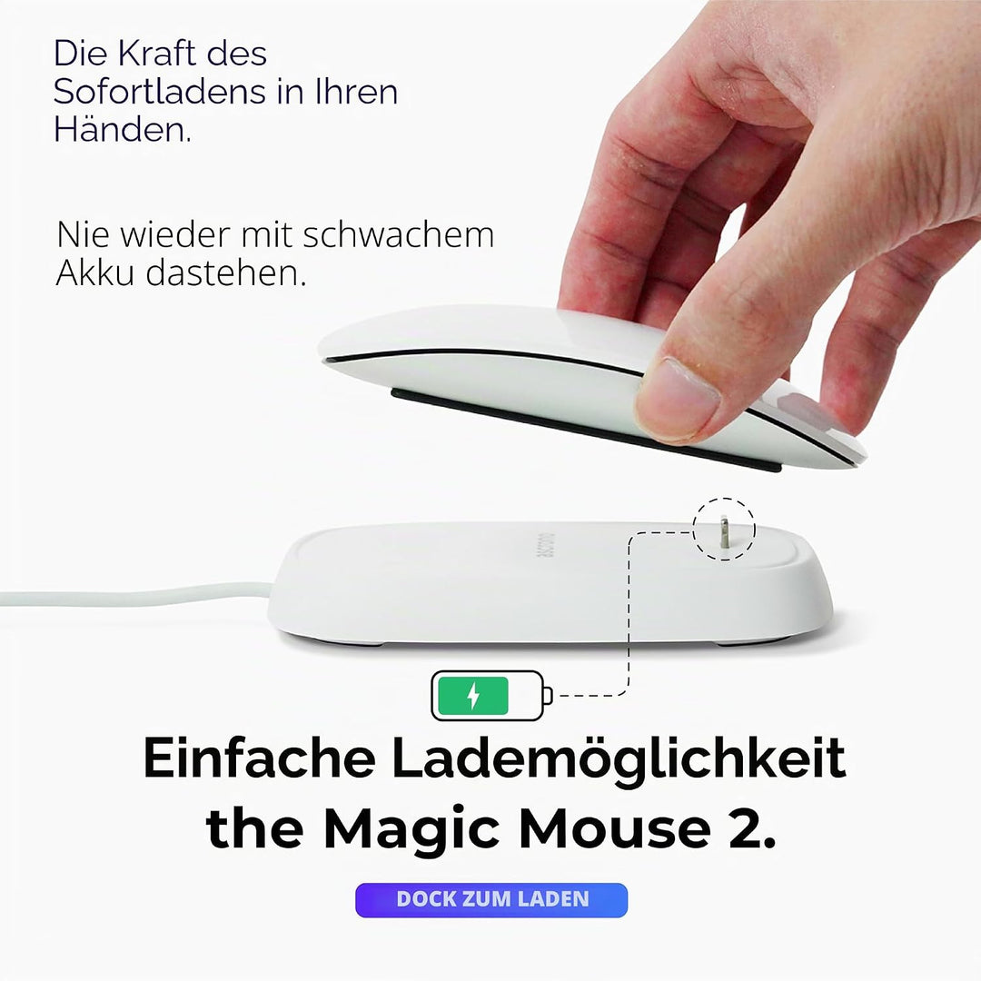 Ascrono - Ladestation Kompatibel mit Apple Magic Mouse 2 - Weiss - PerfectZubehör | Verwendbar als L