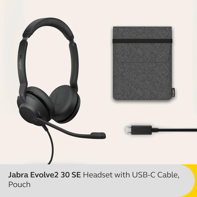 Jabra Evolve2 30 SE - Kabelgebundenes Stereo-Headset mit Geräuschunterdrückung und 2-Mikrofon-Techno