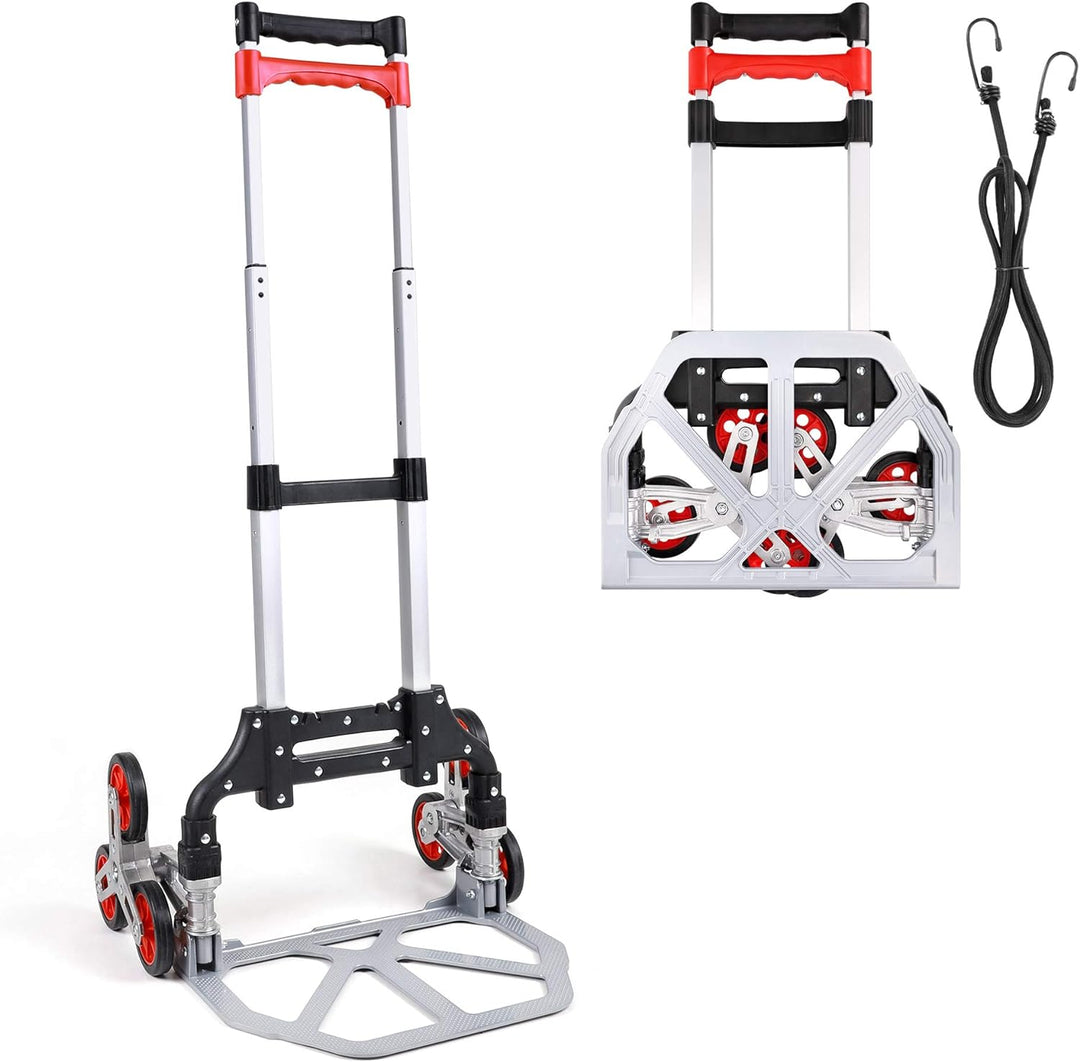 Navaris faltbare Alu Sackkarre mit Treppensteiger - belastbar bis 70kg - Gummiräder - Aluminium Hand