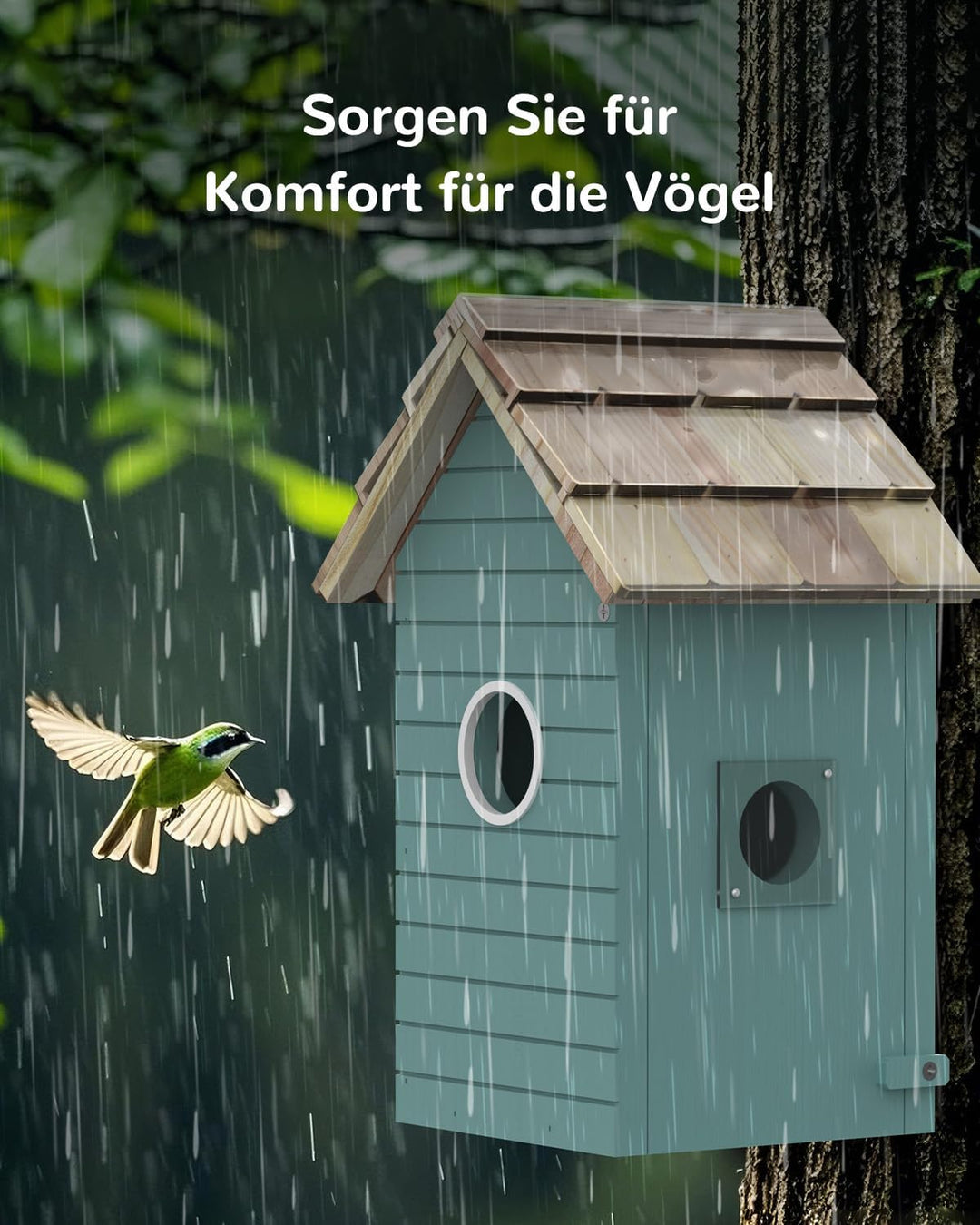 RAINBEAN Bird House with Camera,Nistkasten mit Kamera, 4 Millionen Pixel Outdoor-Vogelhaus-Kamera, E