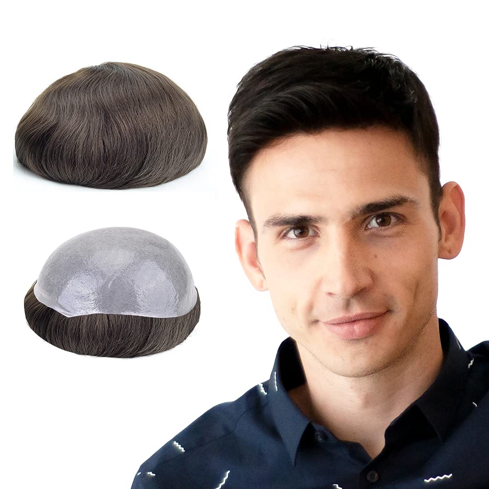 Lordhair Perücke Männer,Realität Toupet,0,06 mm Alle V-Looped Dünnes,Haarfreestyle,Natürlich eng anl