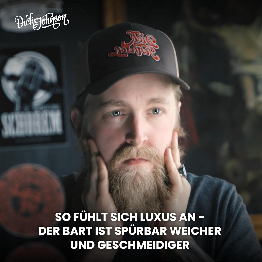 Dick Johnson Beard Oil True Whiskey | Bartöl für Männer | Bart Weichmacher mit Johannisbeersamenöl,