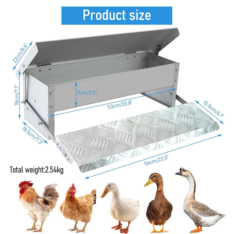 Futterautomat HüHner 5kg HüHnerfüTterung Aus Verzinktem Stahl mit Automatisches Pedal, Wasserdichte