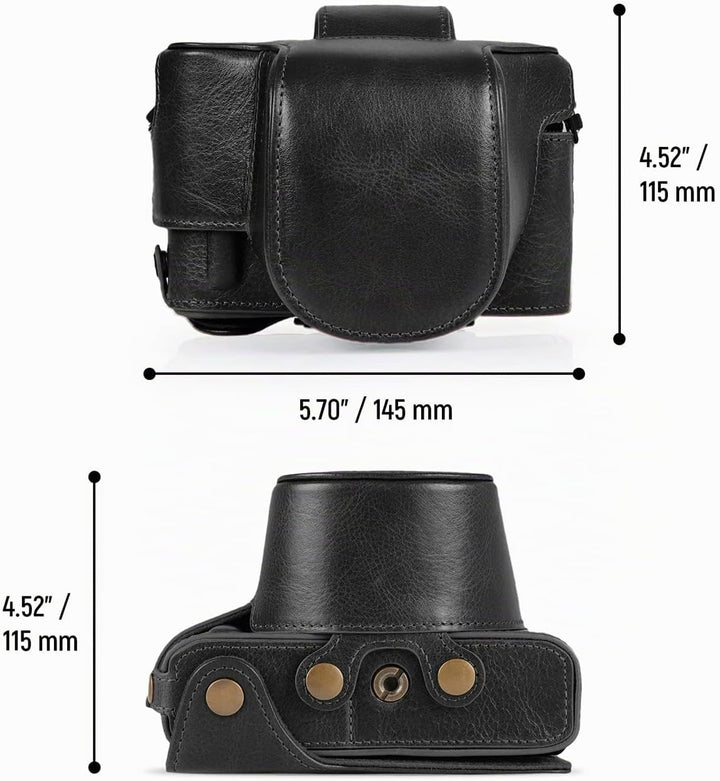MegaGear Ever Ready Echtleder-Kameratasche kompatibel mit Nikon Z fc (16-50 mm) (Black), MG2010, Sch