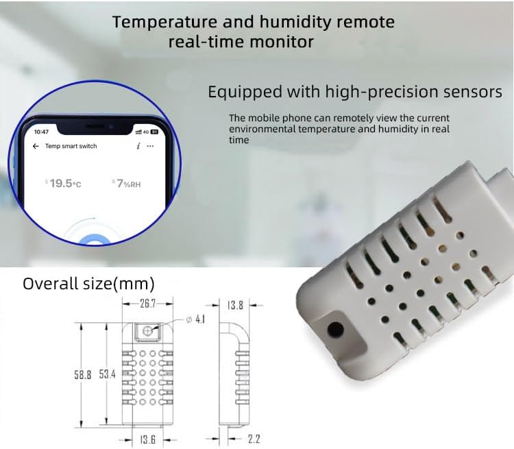 Yueyang WLAN-Temperatur- und Feuchtigkeitssensormodul, 16A WLAN-Thermostatregler, kompatibel mit Ale