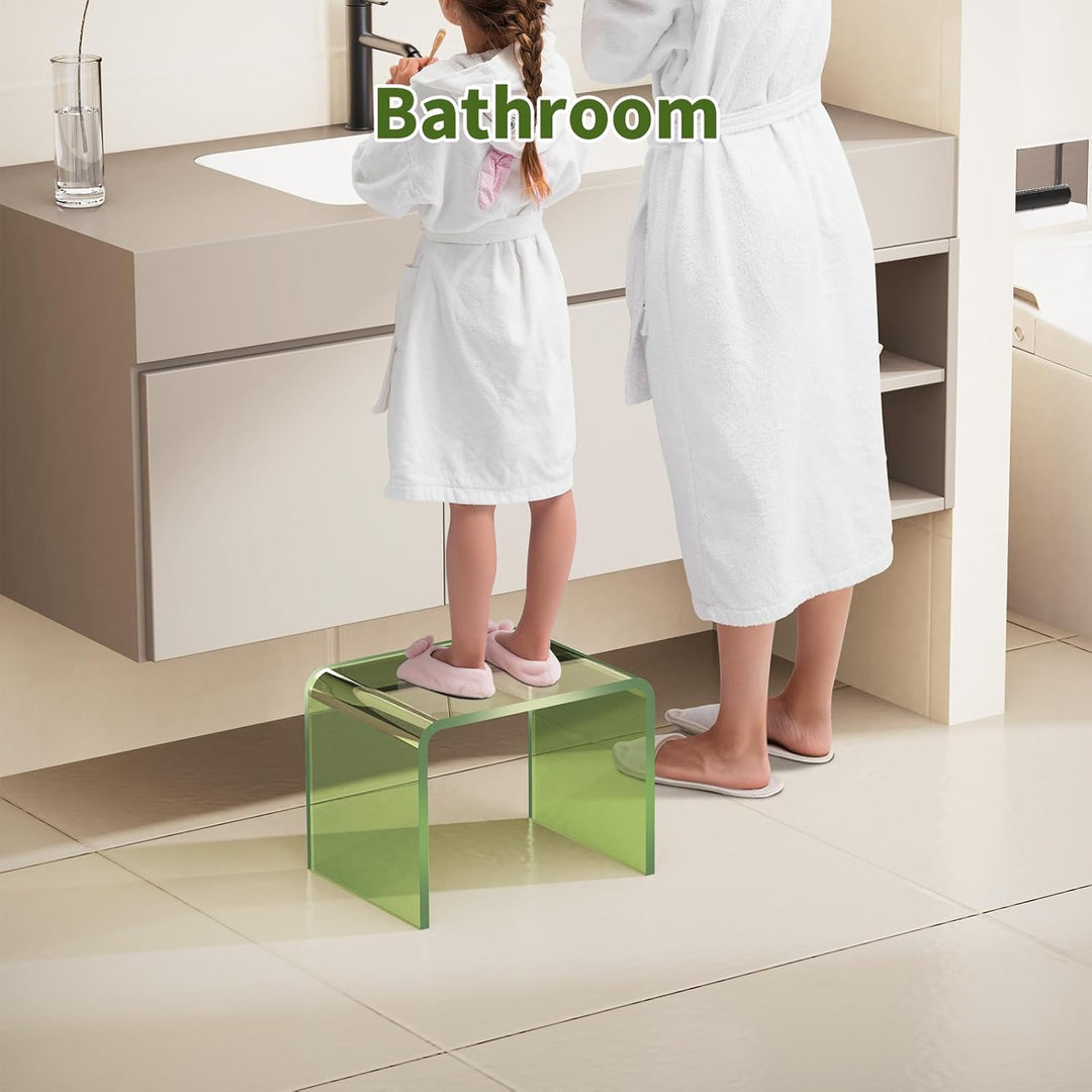 Acryl-Tritthocker, Kleiner transparenter Fusshocker für Badezimmer, Schlafzimmer, Küche, belastbar b
