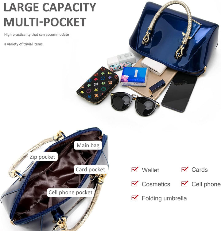 NICOLE & DORIS Mode Handtaschen Damen Lackleder Handtasche Elegant Schultertasche Frauen Umhängetasc