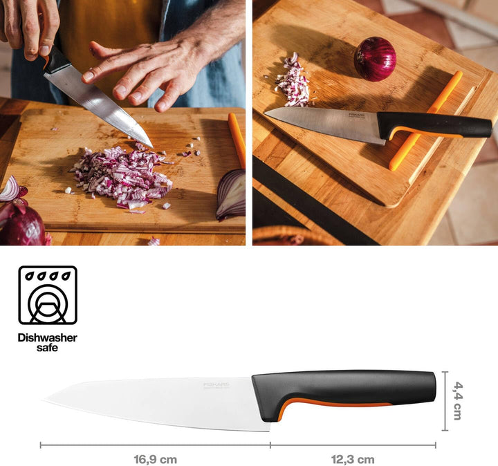 Fiskars Kochmesser, Mittel, Functional Form, Gesamtlänge: 29 cm, Japanischer Edelstahl/Kunststoff, 1