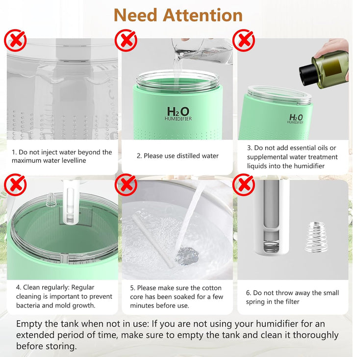 Luftbefeuchter Mini Luftbefeuchter klein USB einstellbar Mit Led-Licht AIR Humidifier mini with Soft