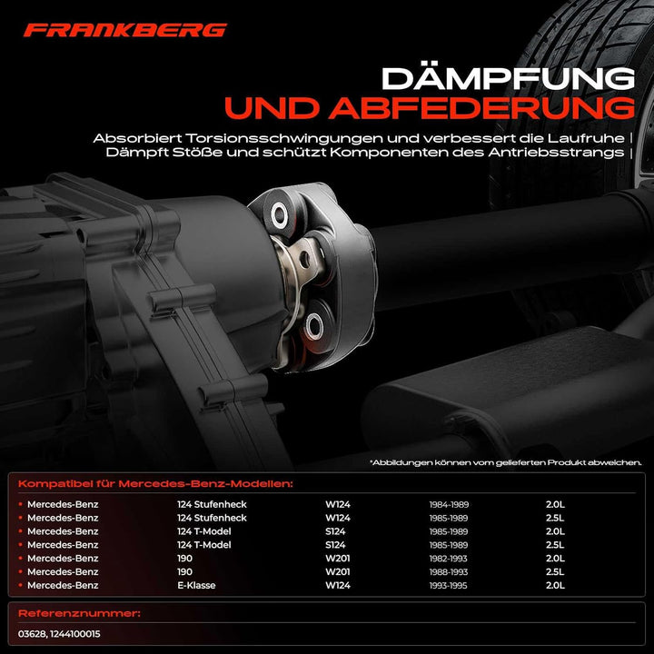 Frankberg Gelenkscheibe Kardanwelle Kompatibel mit 124 Stufenheck W124 200 D 200 E 250 D 2.0L-2.5L 1