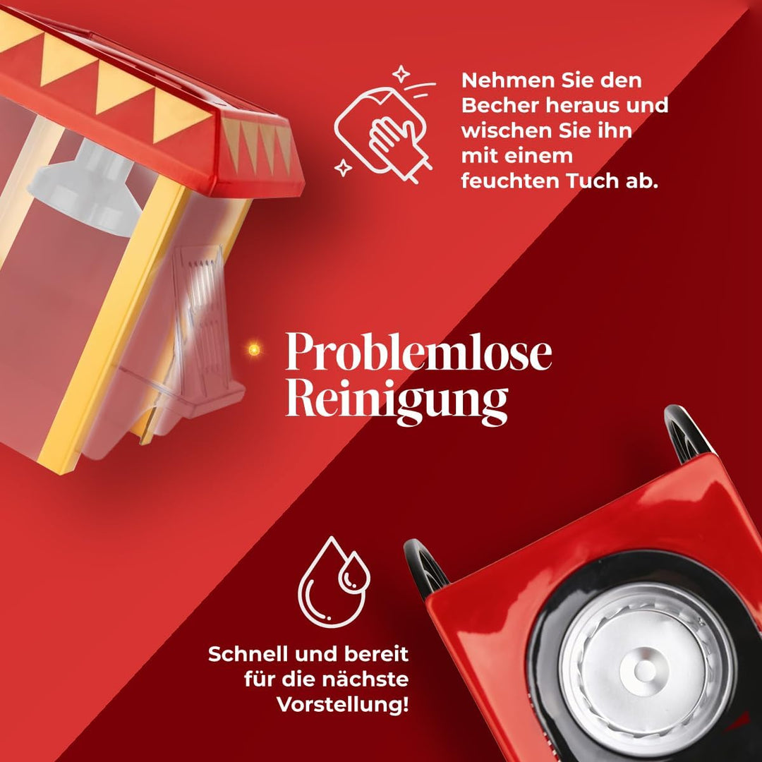 NK Retro Popcornmaschine, elektrisch, 1200 W, einfach zu bedienender Knopf, Zubereitung in 2 Minuten