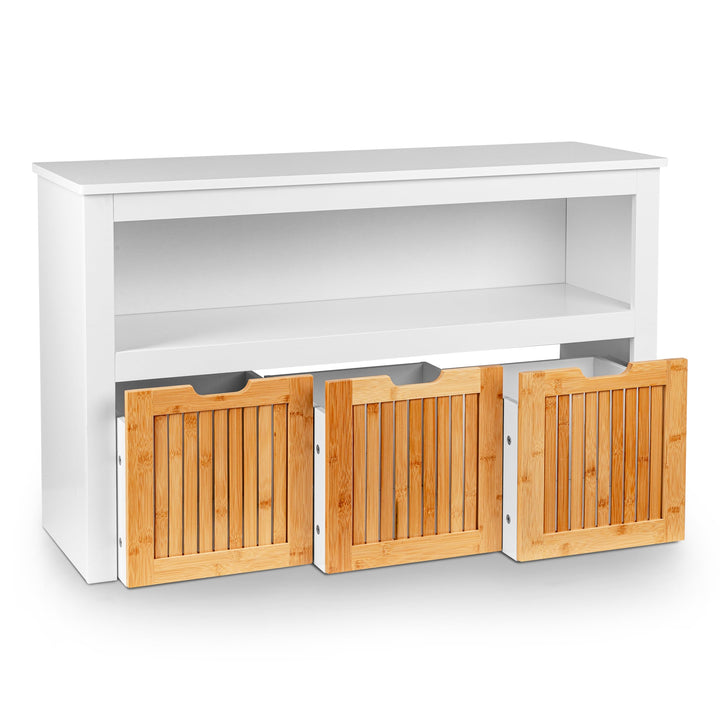 ONVAYA Sideboard mit Rollboxen - Praktisches Kinder Bücherregal und Kuscheltier Aufbewahrung - Moder