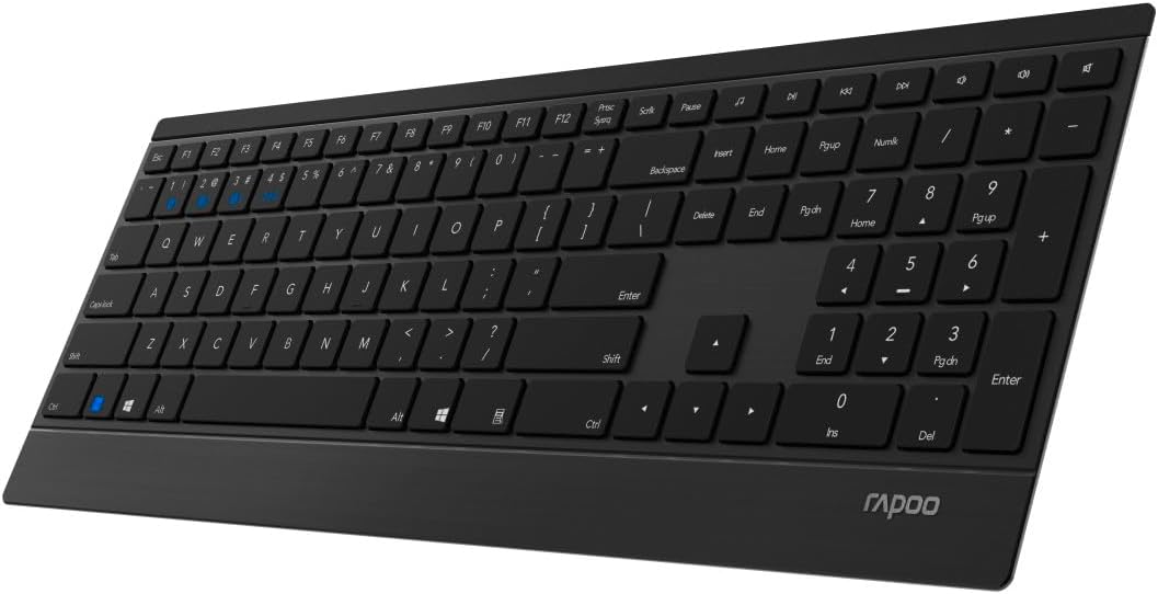 Rapoo 9500M kabelloses Tastatur-Maus Set Wireless Deskset 1600 DPI Sensor 12 Monate Batterielaufzeit