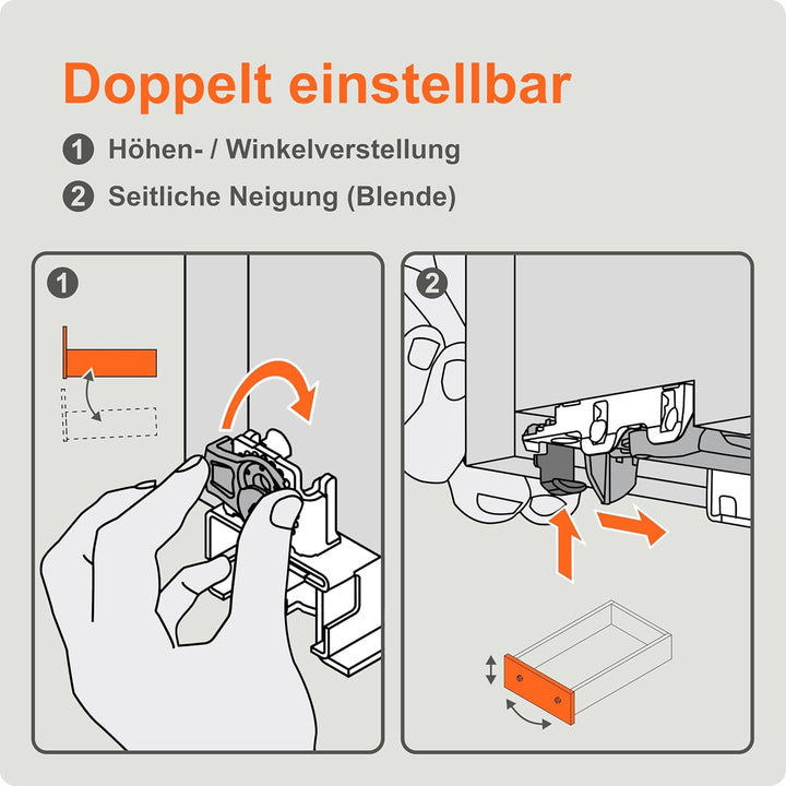 BLUM Tandem Schubladen-Auszug 450mm Vollauszug mit Blumtion (=Softclose); 1 Paar inkl. Kupplung 450