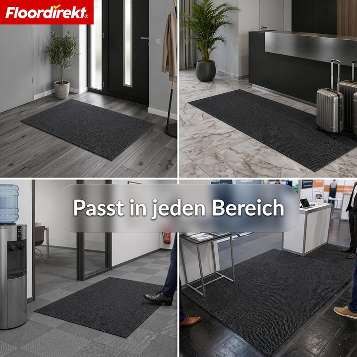 Floordirekt Schmutzfangmatte Anthrazit 67x150cm Hong Kong Pro – rutschfeste Sauberlaufmatte mit TPE-