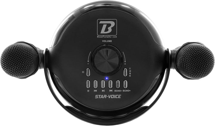 BoomTone DJ Star Voice Tragbarer Karaoke-Lautsprecher mit LED, Bluetooth, Stimmwechsler, Lieferung m