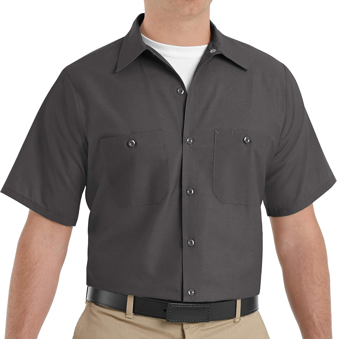 Red Kap Herren Men's Short Sleeve Industrial Work Shirt Work Utility Hemd (1er Pack) M Anthrazit, M
