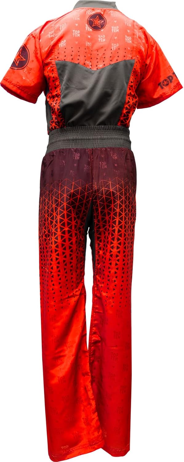 TOP TEN Kickboxuniform „Grafic“ Rot - Schwarz 130, Rot - Schwarz 130