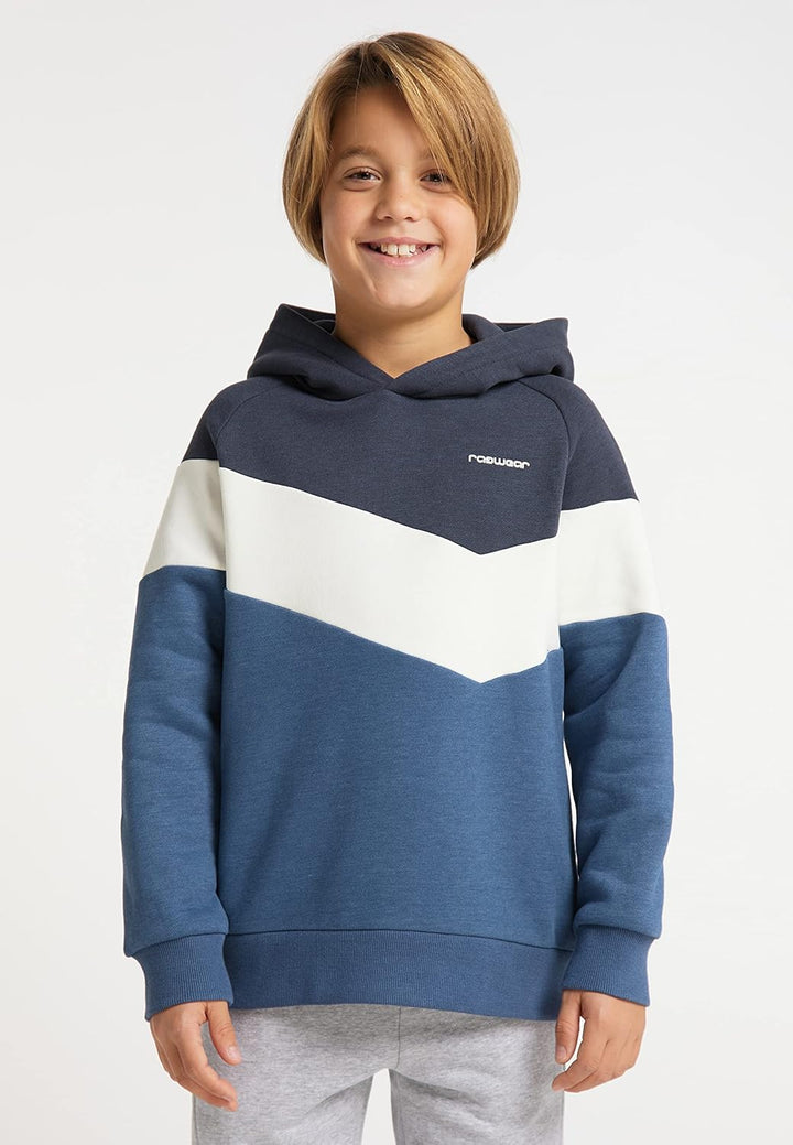 Ragwear Jungen Kinder Seatshirt VENDELIN Sweater mit Kapuze, Kapuzenpullover in Color-Blocking Desig